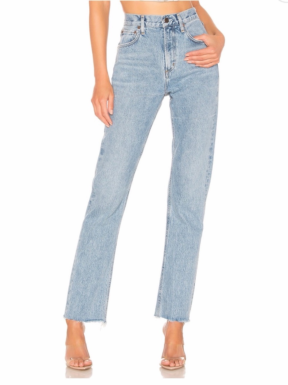 Agolde Light Blue High-Rise Straight Leg Jeans